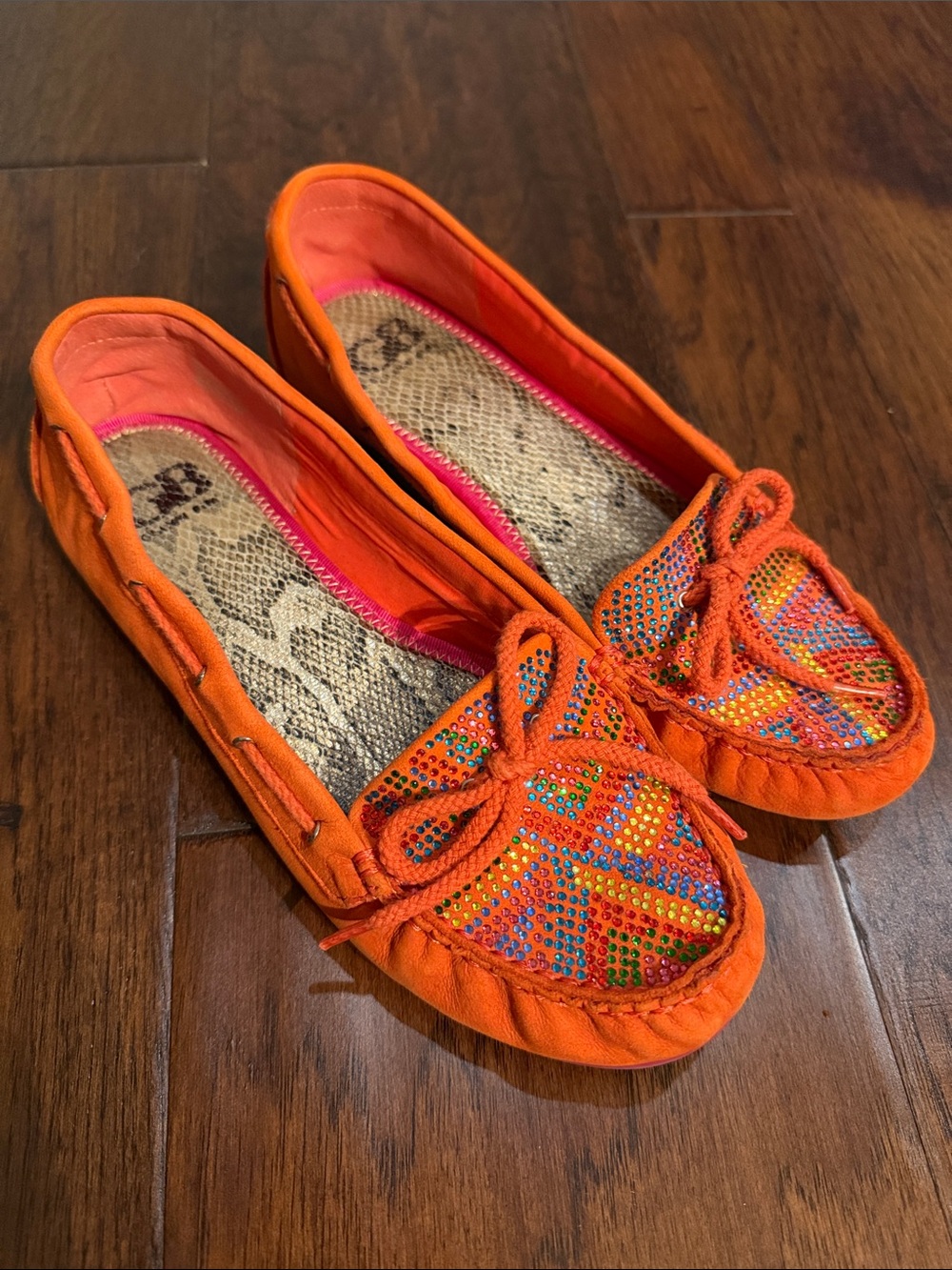 Gianni Bini Orange Beaded Moccasin Loafers